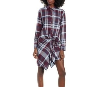 Socialite Plaid Tie Waist Shirtdress, size small
